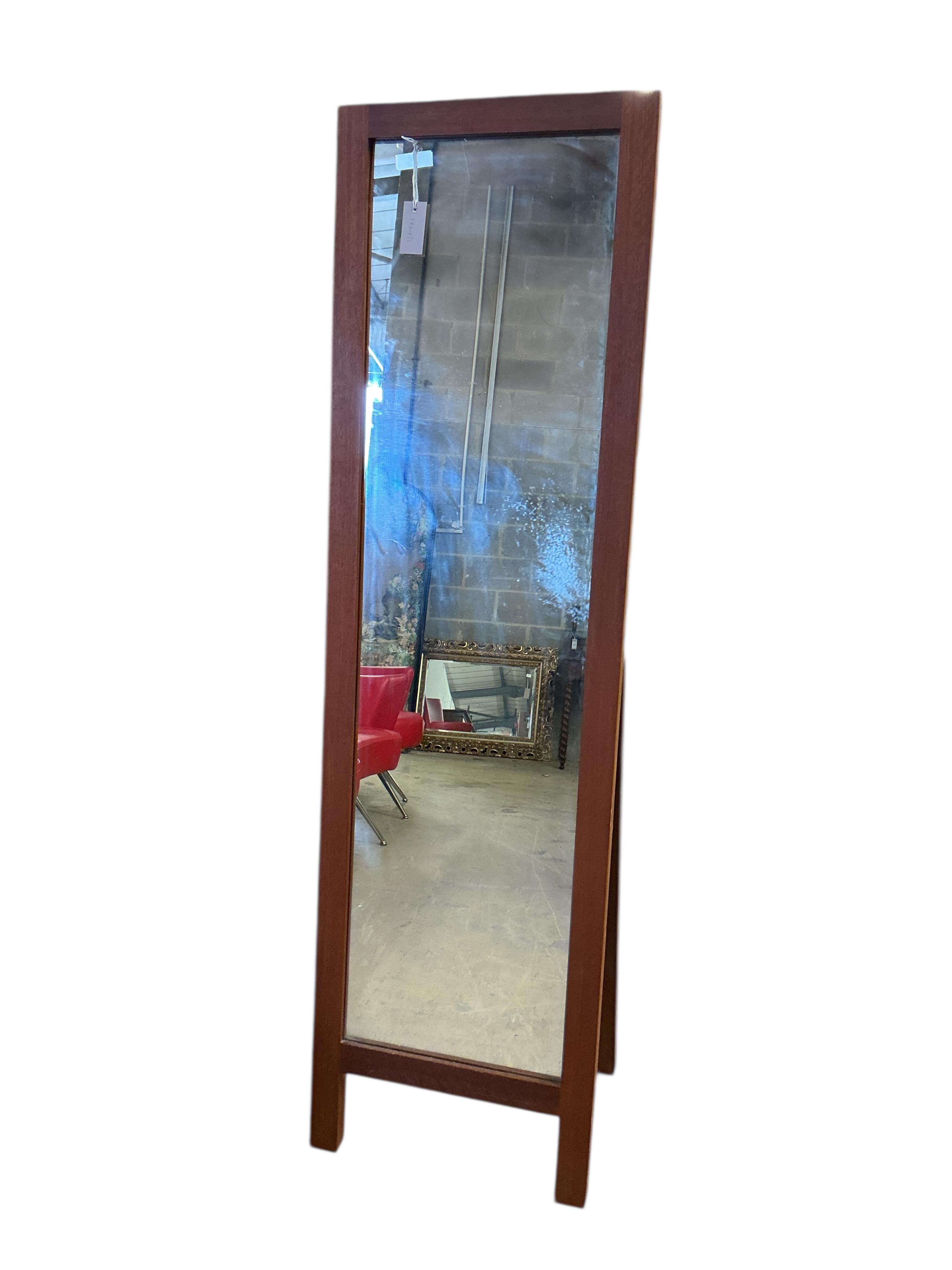 A Contemporary Heals hardwood free-standing dressing mirror, width 45cm, height 159cm